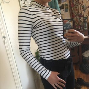 Black and white striped long sleeve top